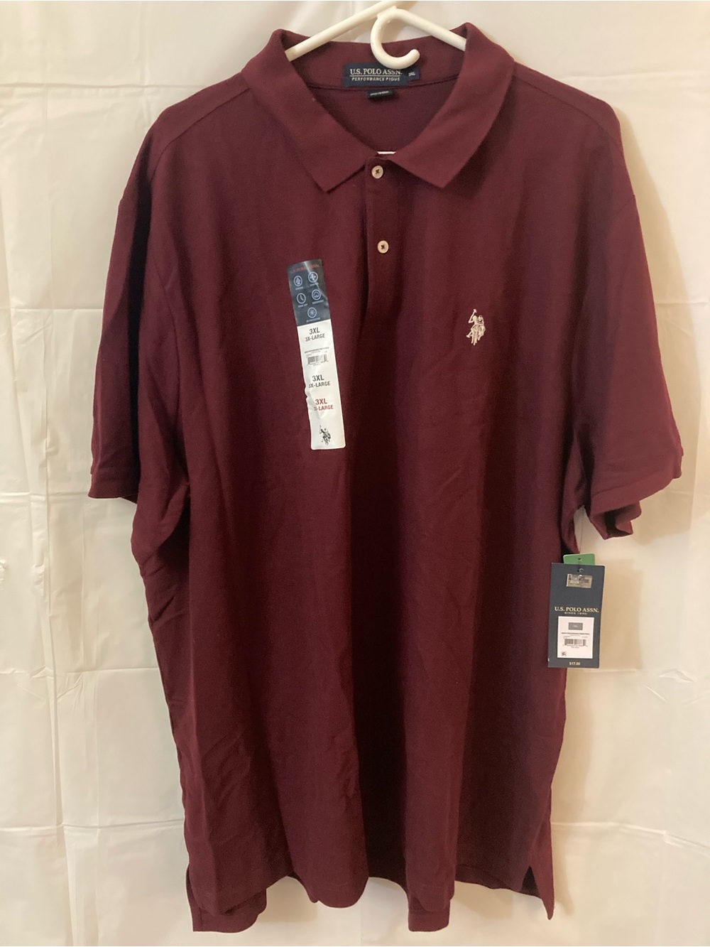 U.S. Polo Assn. Men's Maroon Short Sleeve Polo with Embroidered Logo